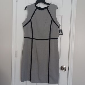 Studio 1 Houndstooth Black/white Sleeveless Career Dress Sz 16 NEW